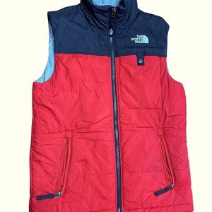 Boys Red & Black North Face Vest